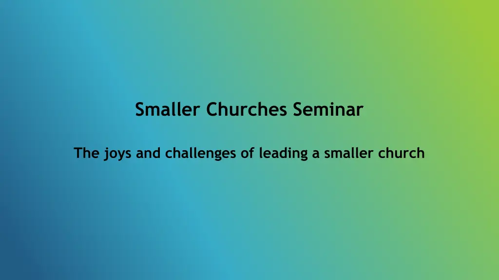 smaller churches seminar