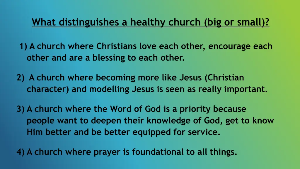 what distinguishes a healthy church big or small