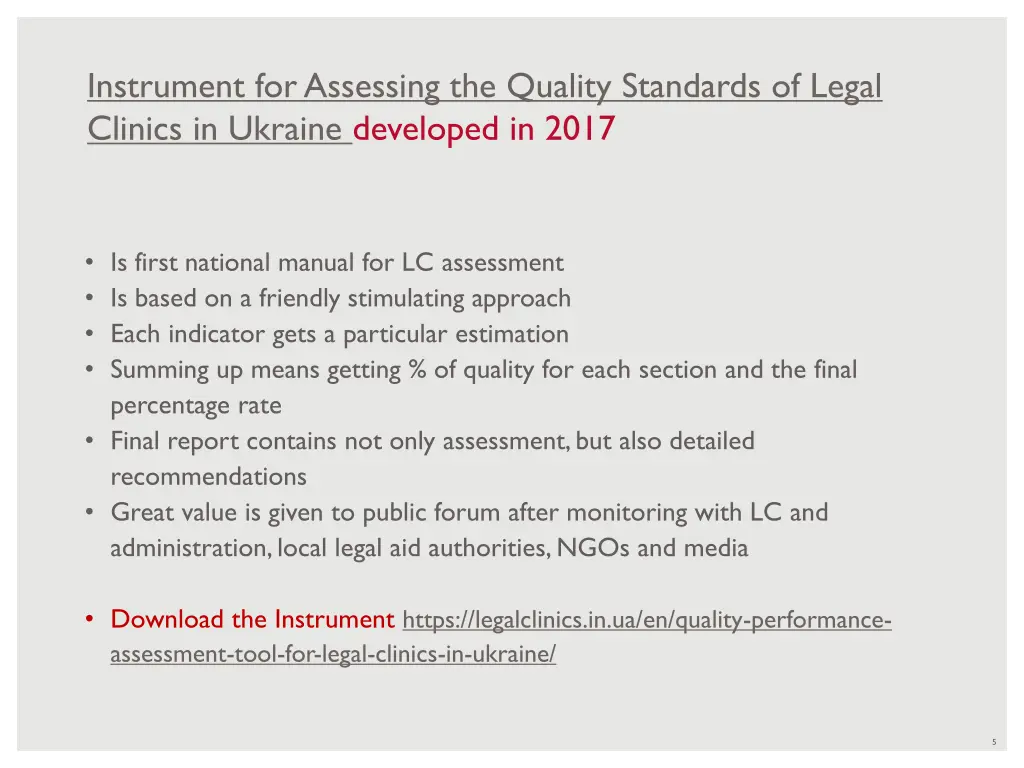 instrument for assessing the quality standards