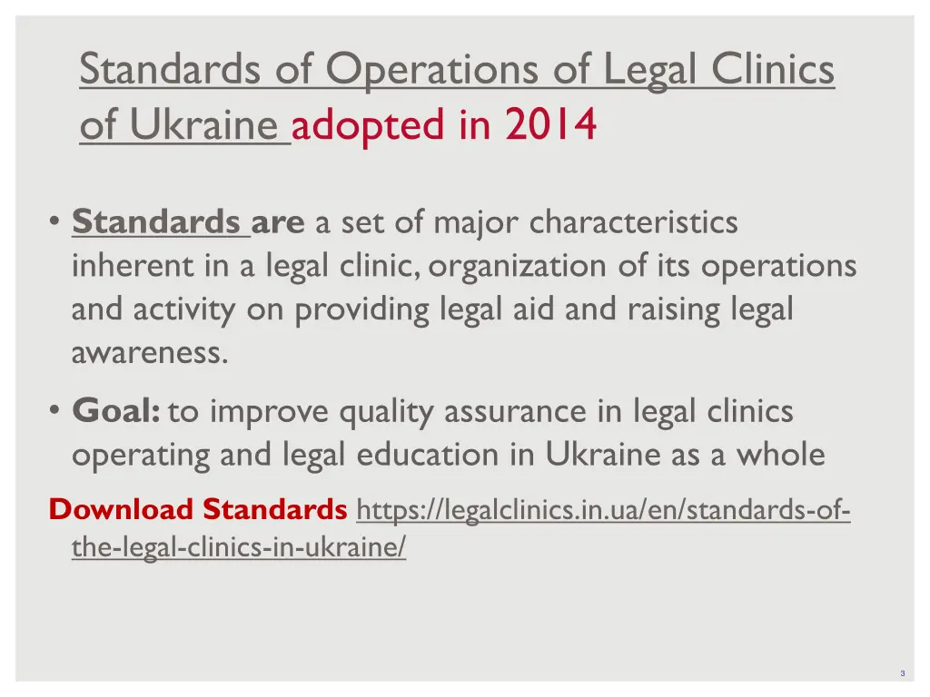 standards of operations of legal clinics