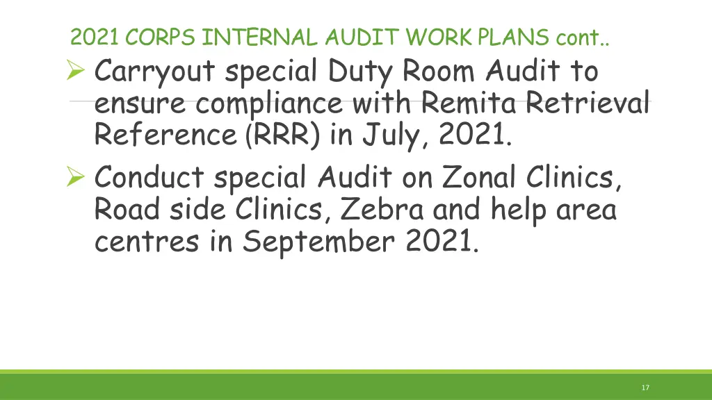 2021 corps internal audit work plans cont 2