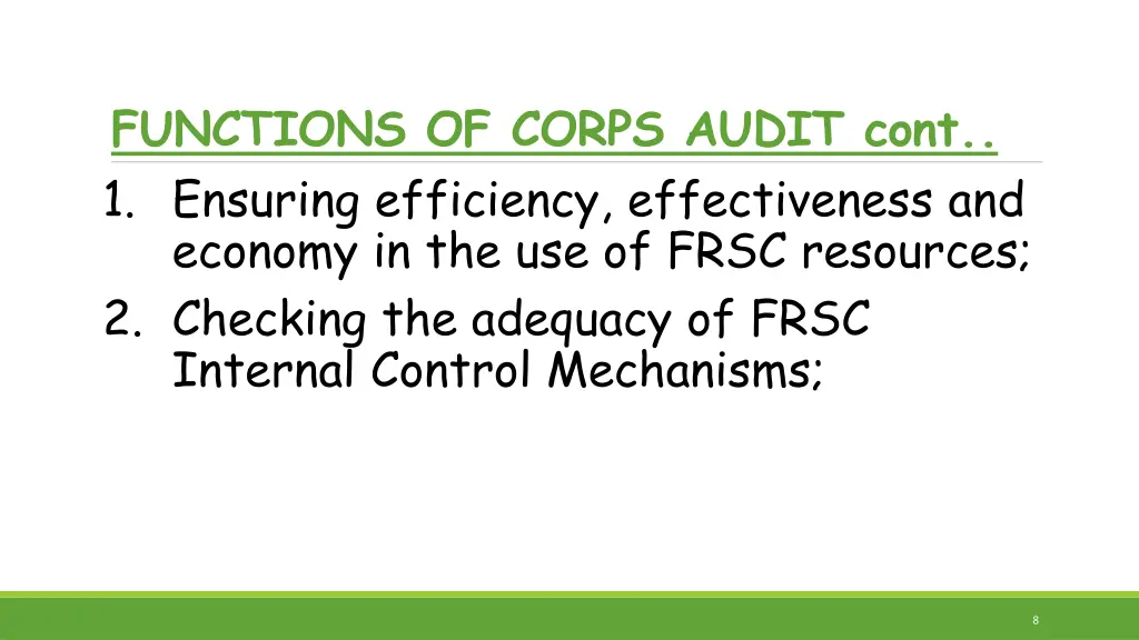 functions of corps audit cont 1 ensuring