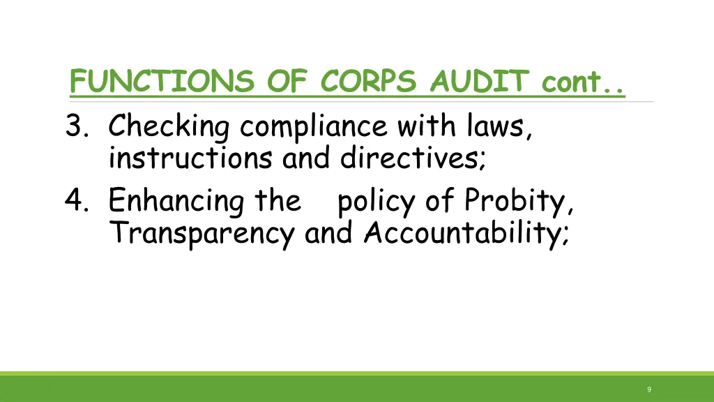 functions of corps audit cont 3 checking