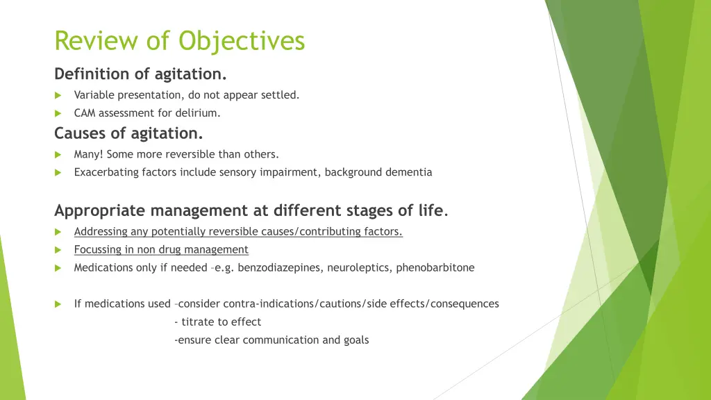 review of objectives