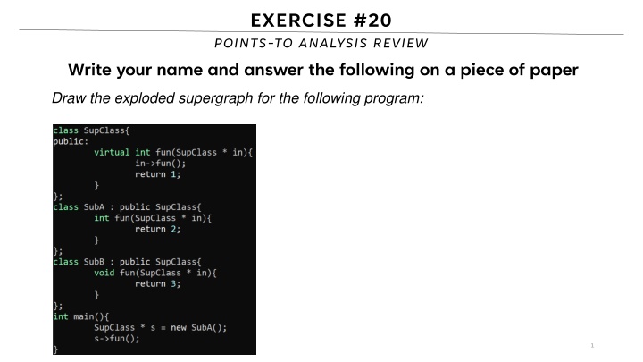 exercise 20 points to analysis review