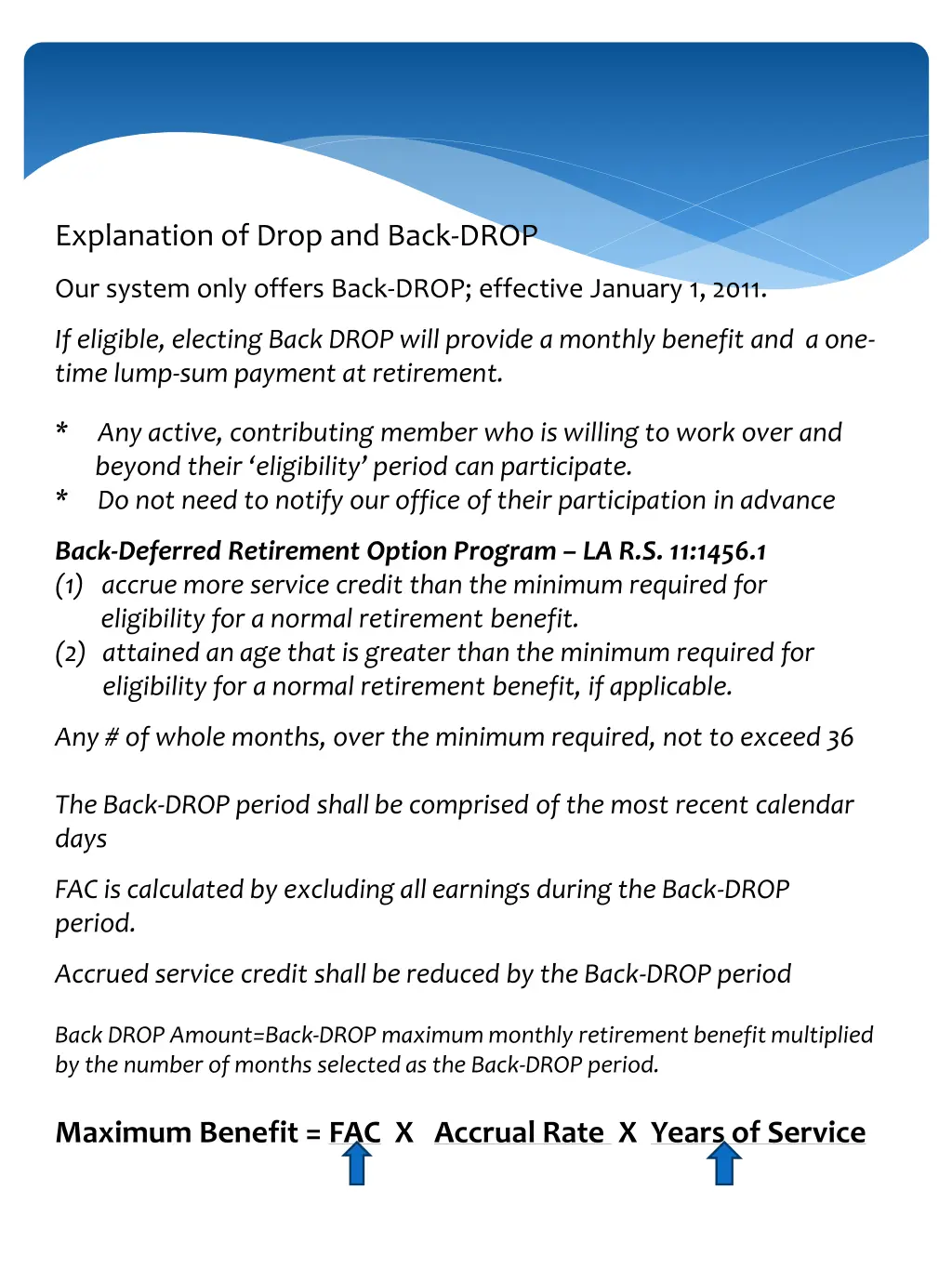 explanation of drop and back drop