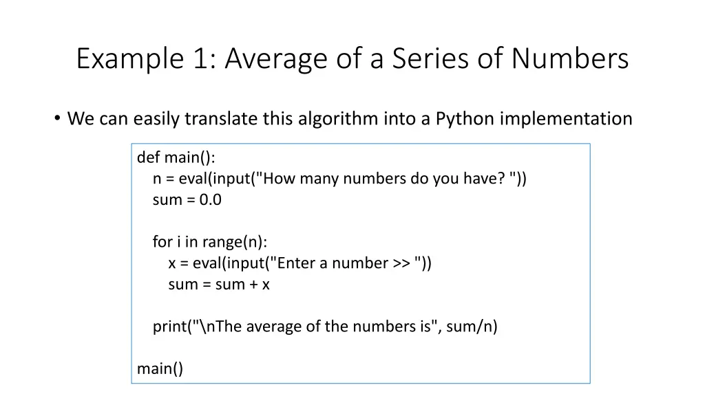 example 1 average of a series of numbers 1