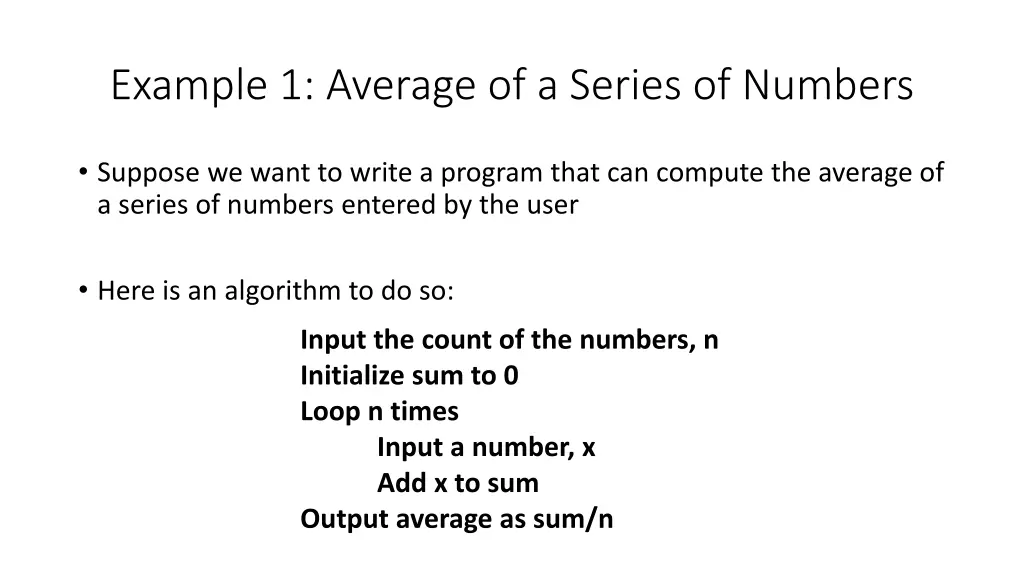 example 1 average of a series of numbers