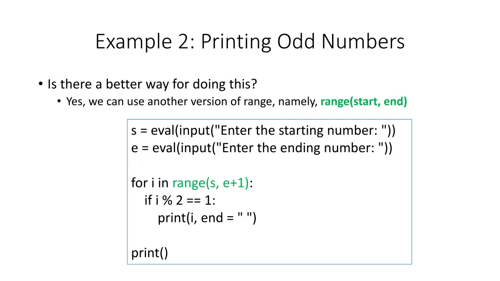 example 2 printing odd numbers 4