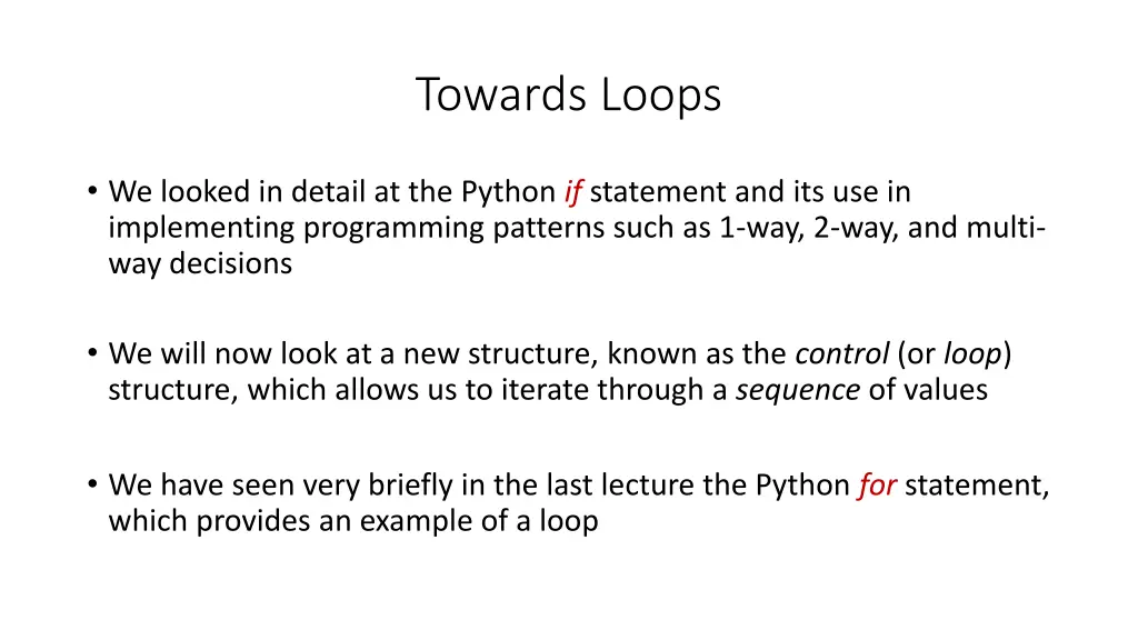 towards loops