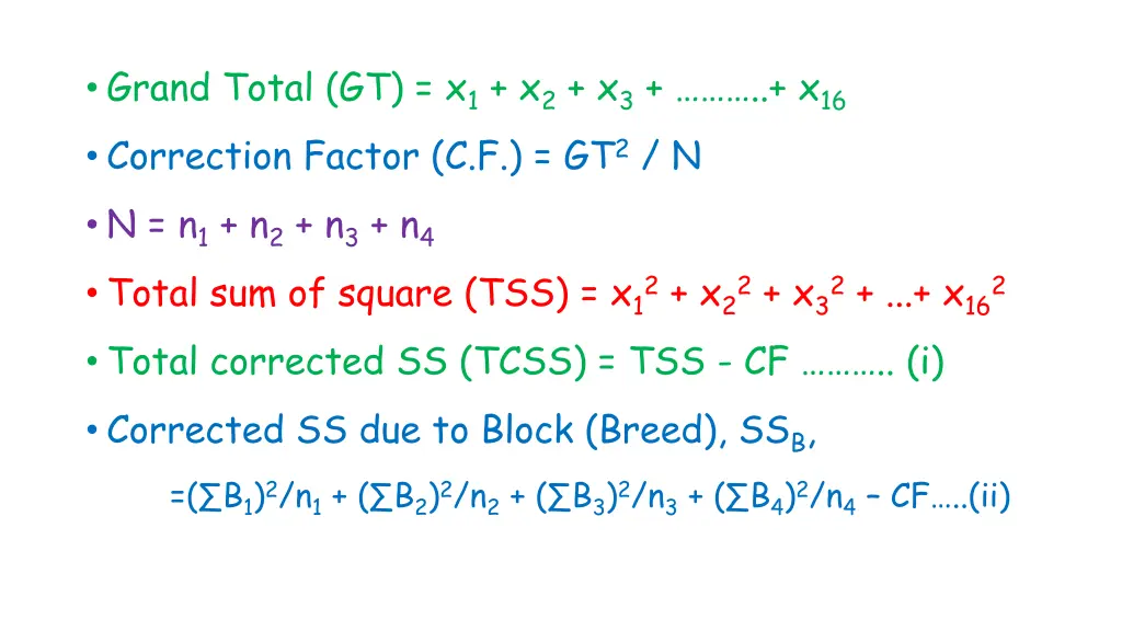 grand total gt x 1 x 2 x 3 x 16 correction factor