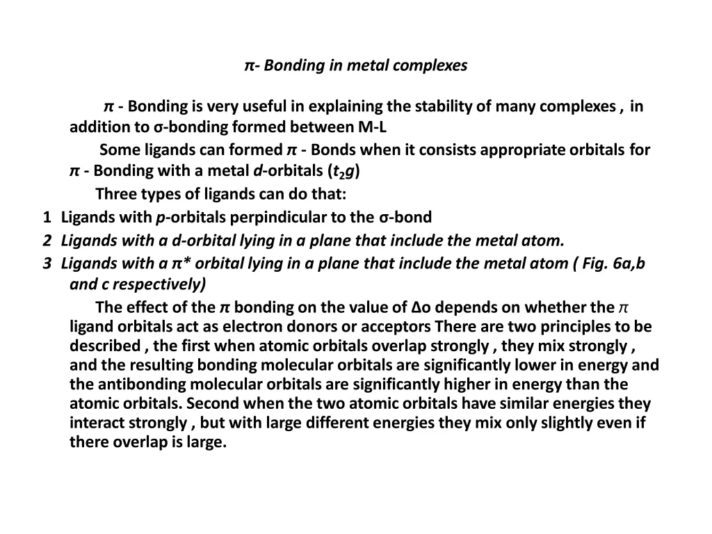 bonding in metal complexes