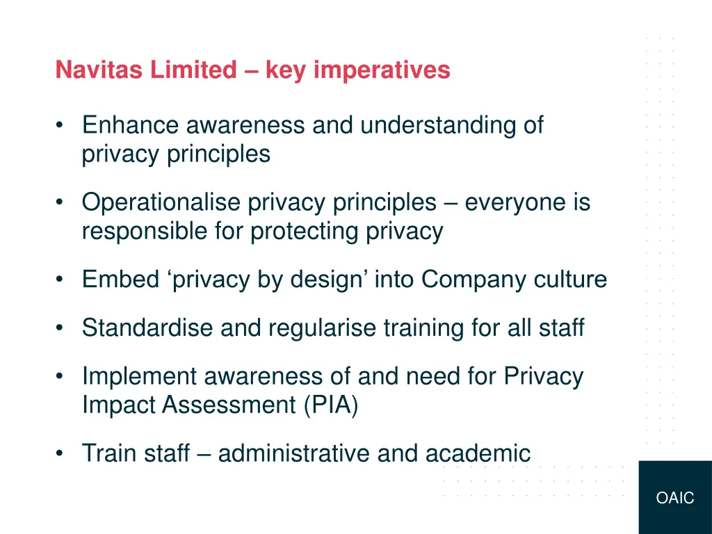 navitas limited key imperatives