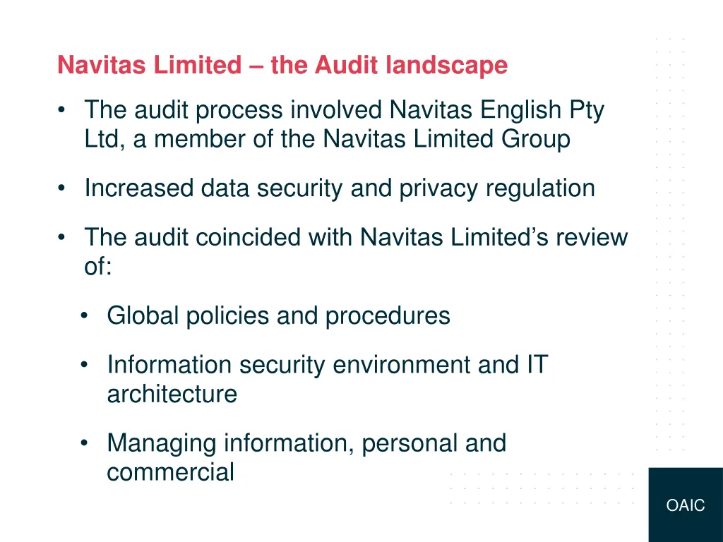 navitas limited the audit landscape