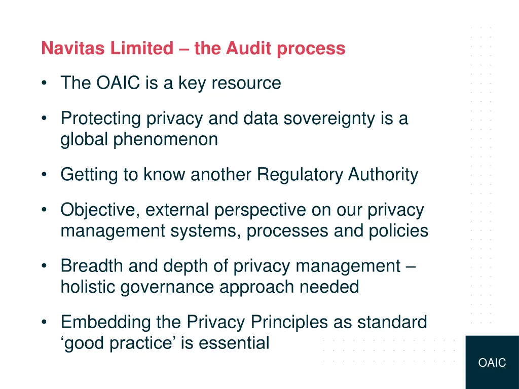 navitas limited the audit process