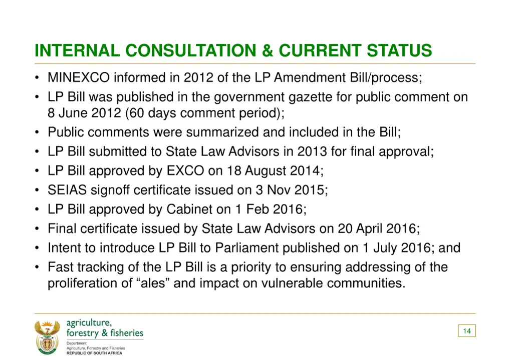 internal consultation current status