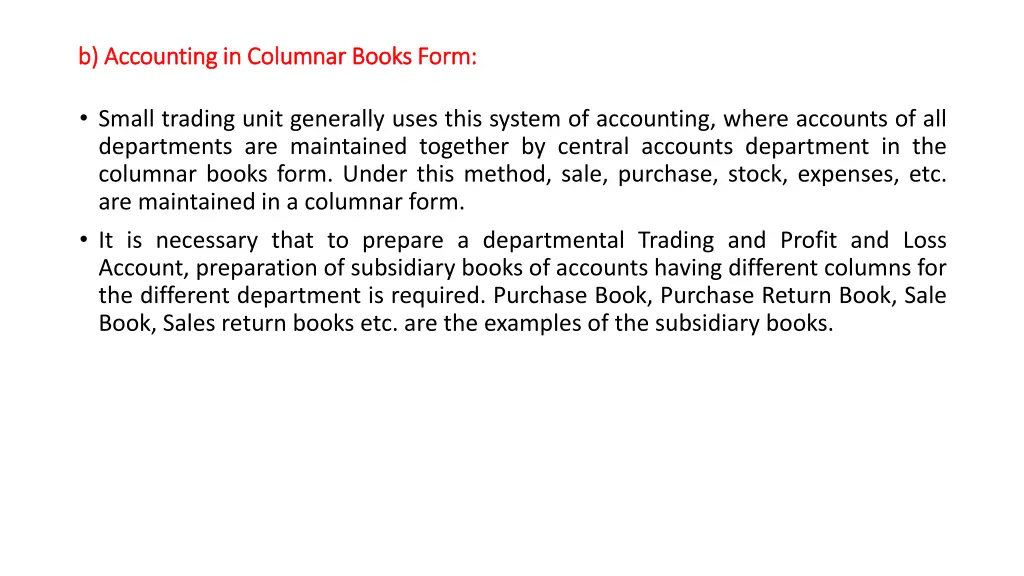 b accounting in columnar books form b accounting