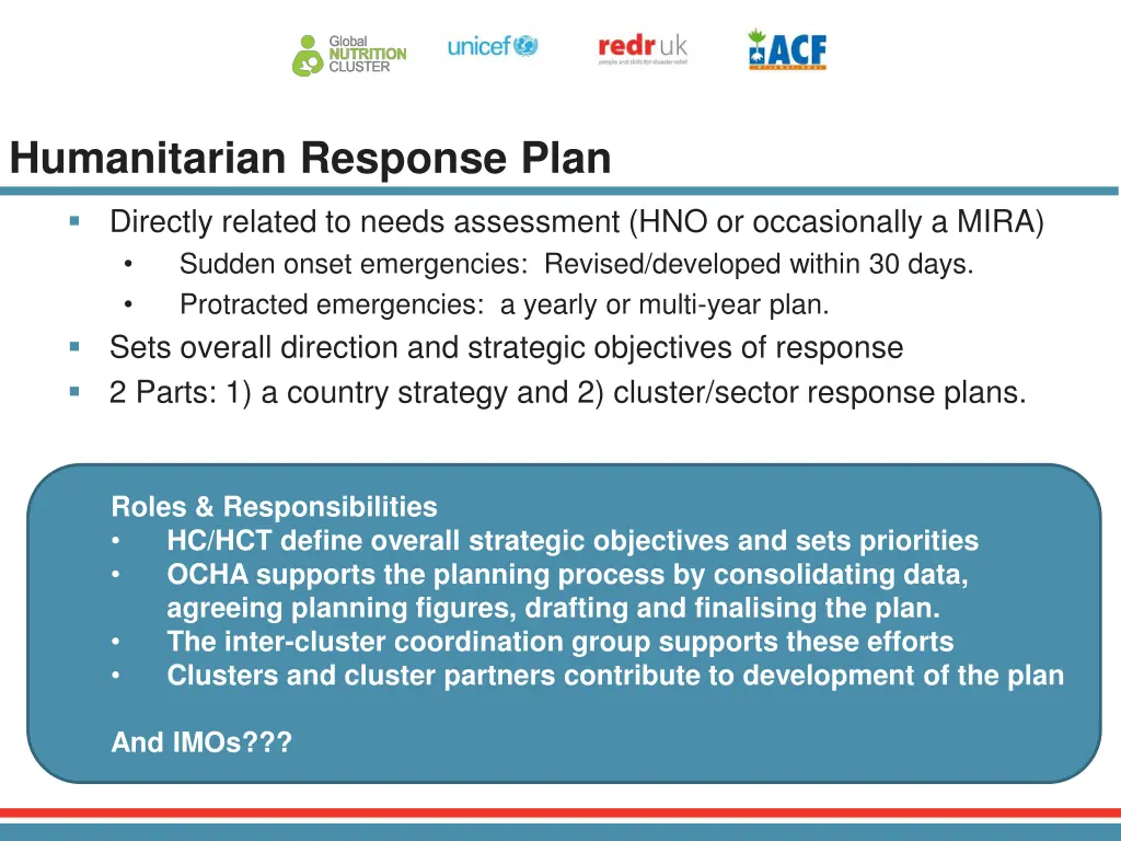 humanitarian response plan