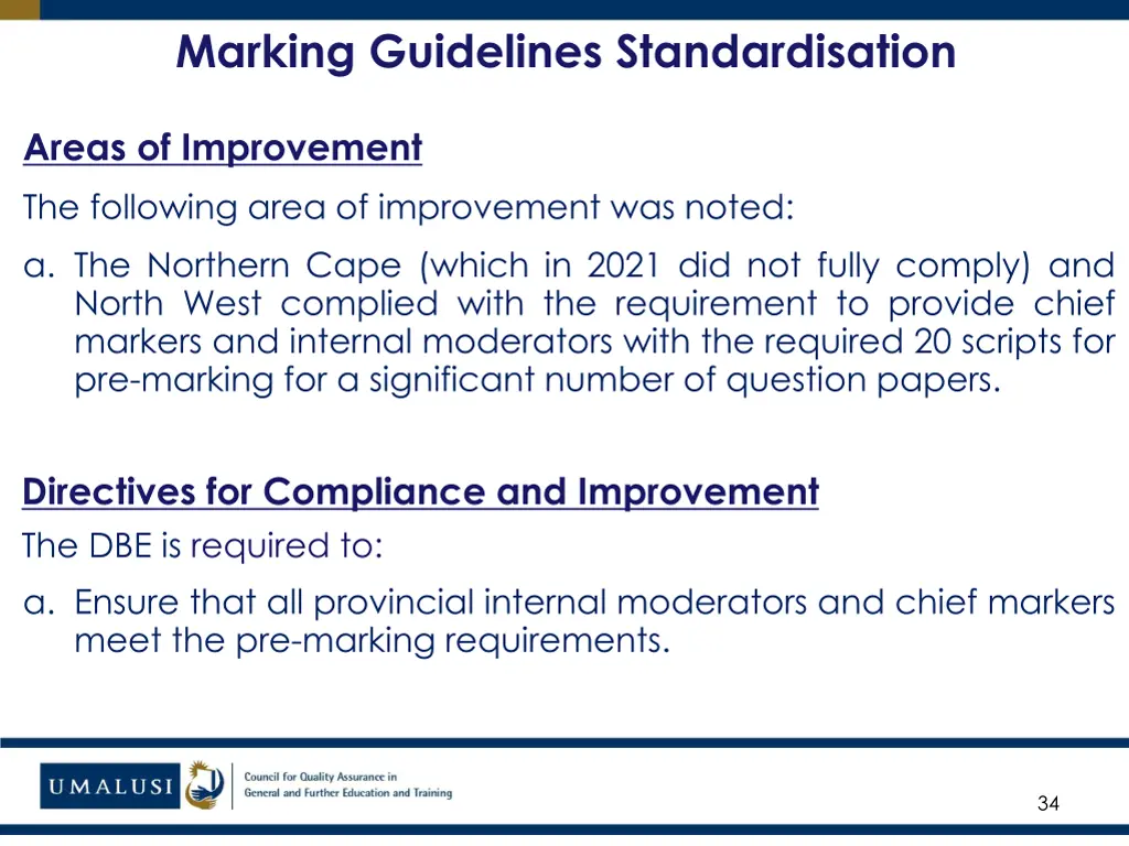 marking guidelines standardisation 1