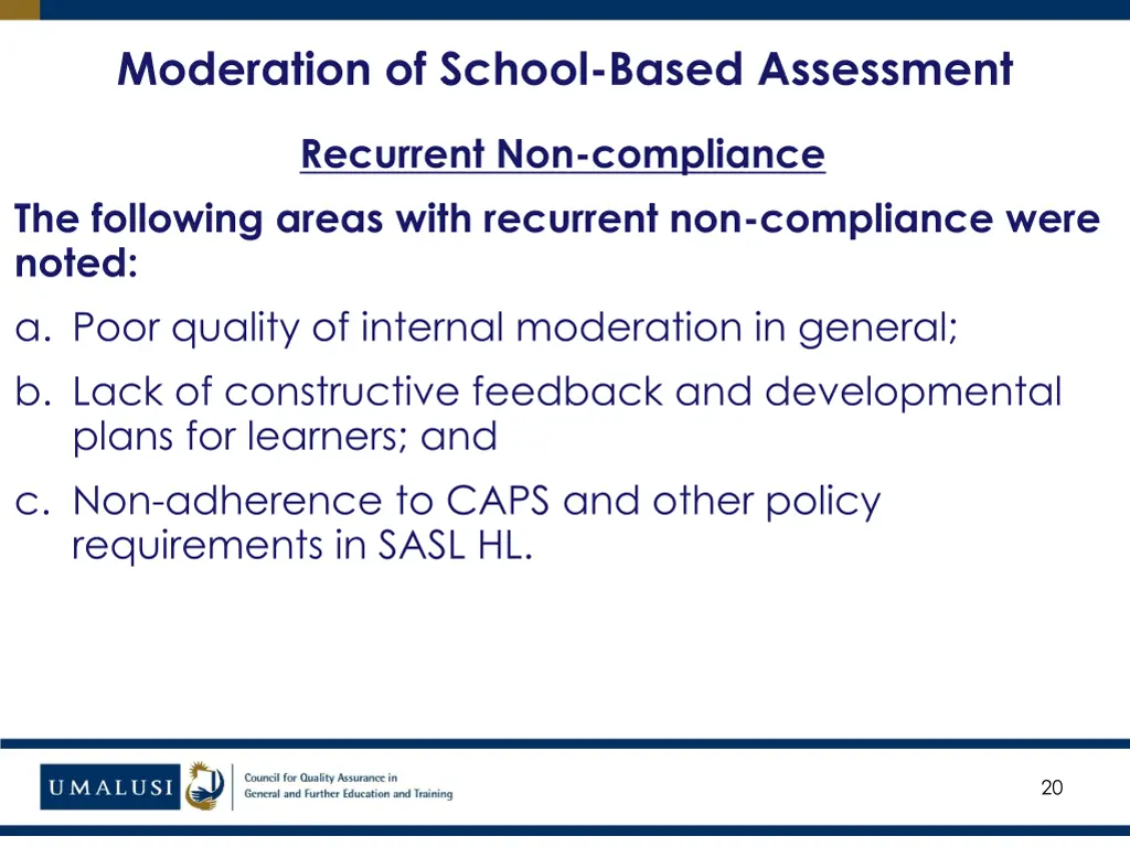 moderation of school based assessment