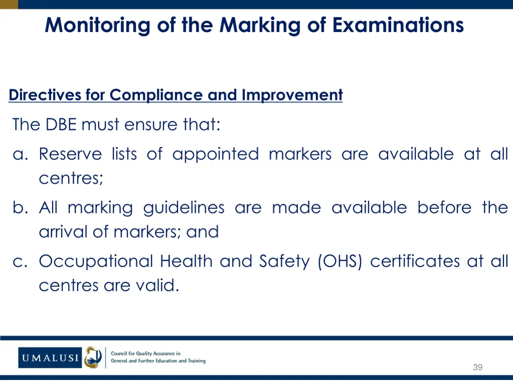 monitoring of the marking of examinations 1