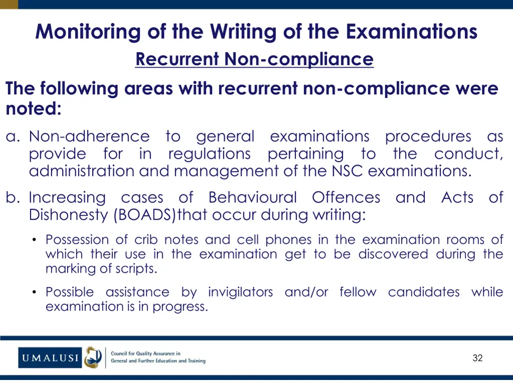 monitoring of the writing of the examinations 1