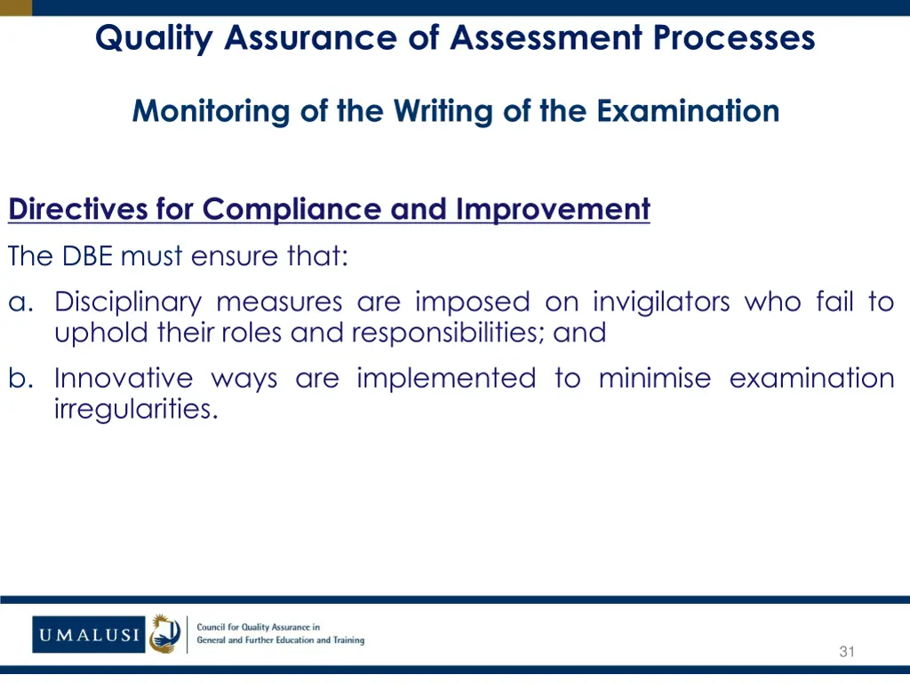 quality assurance of assessment processes