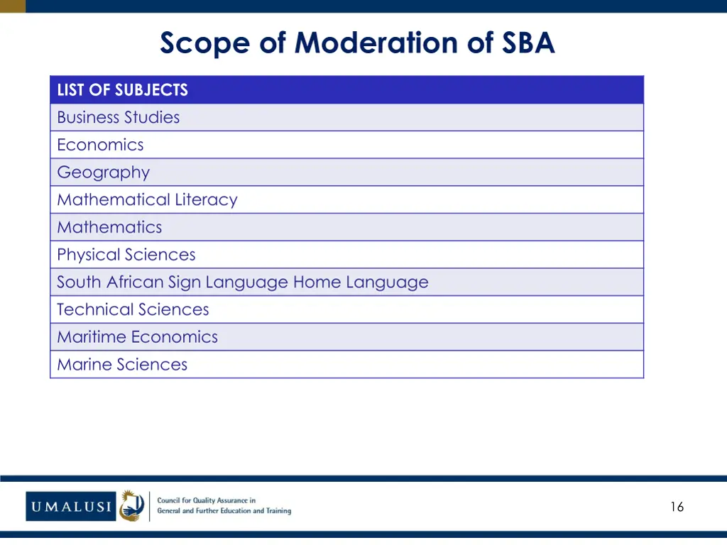 scope of moderation of sba