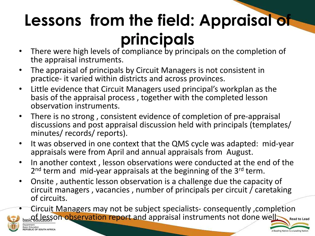 lessons from the field appraisal of principals