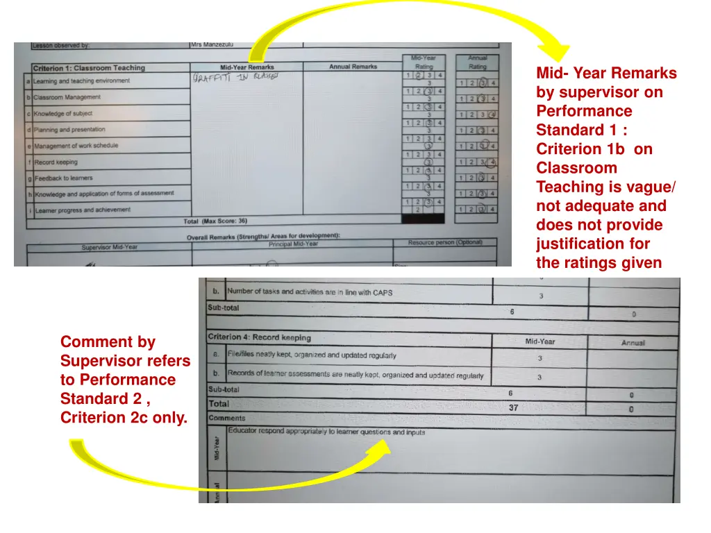 mid year remarks by supervisor on performance