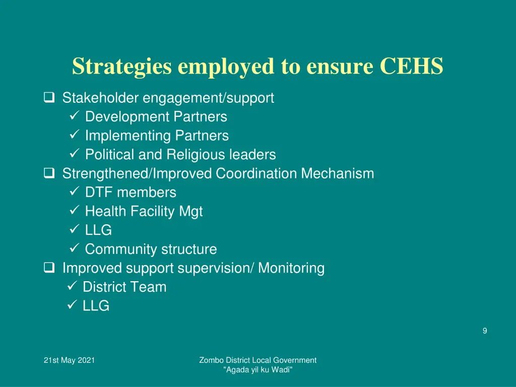 strategies employed to ensure cehs