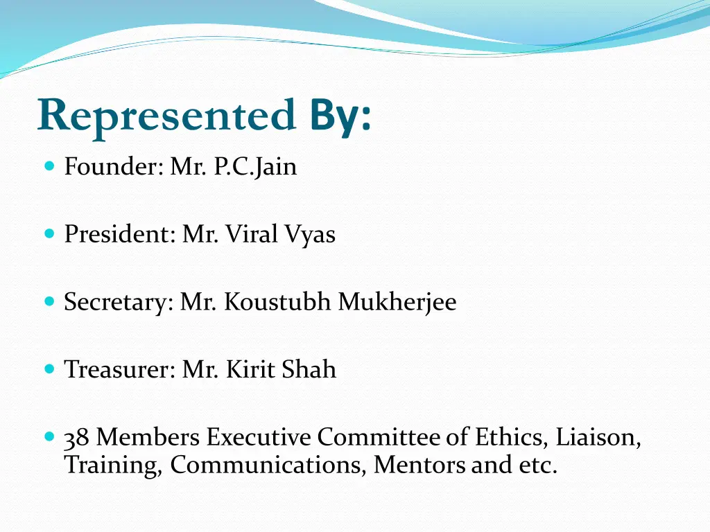 represented by founder mr p c jain