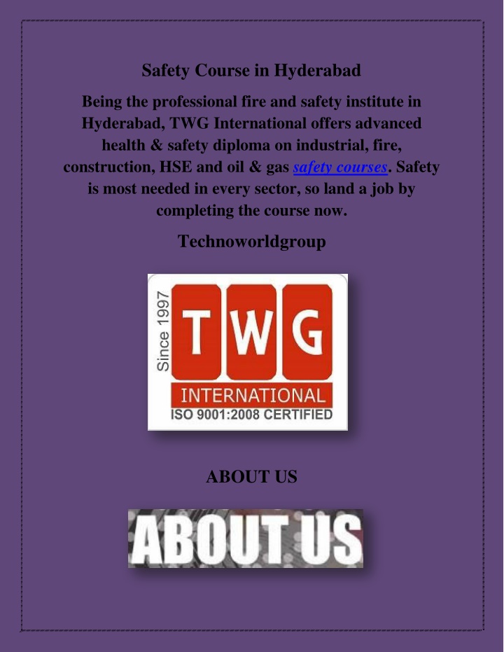 safety course in hyderabad