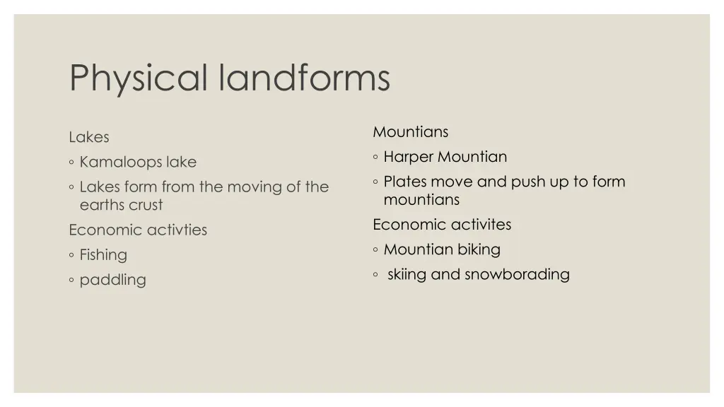 physical landforms