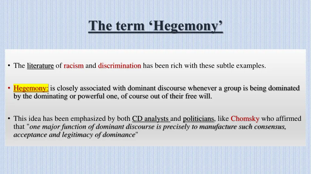 the term hegemony