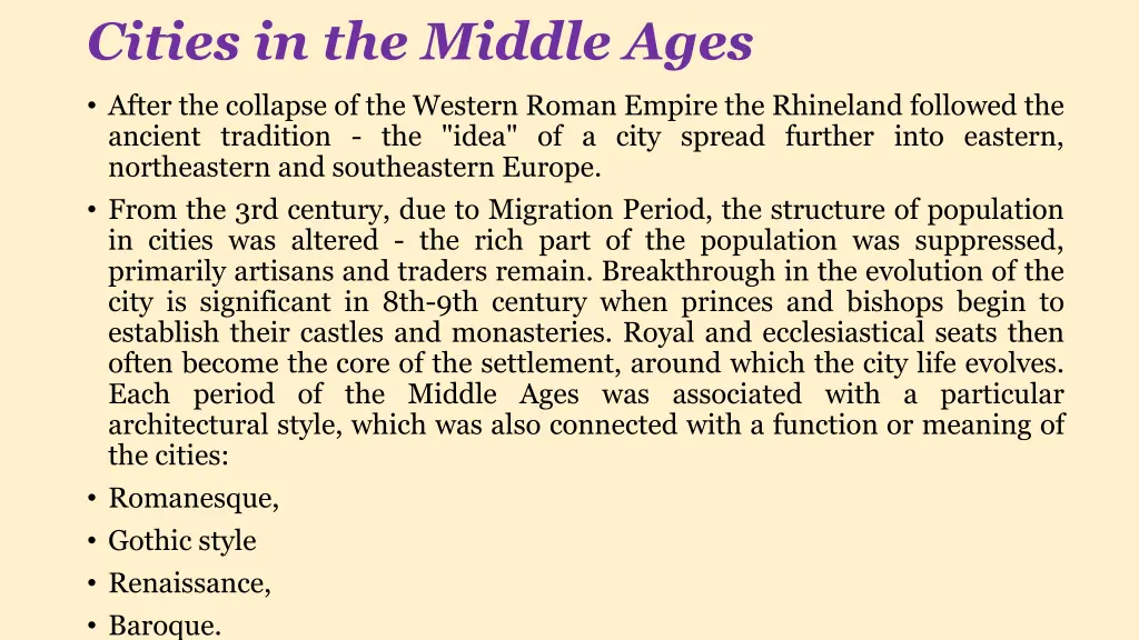 cities in the middle ages