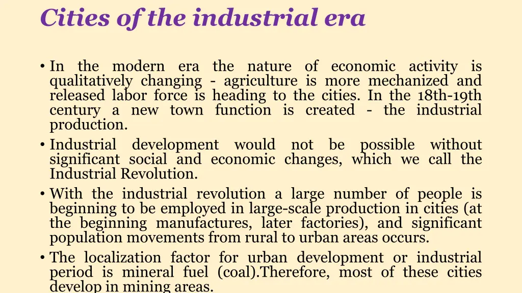 cities of the industrial era