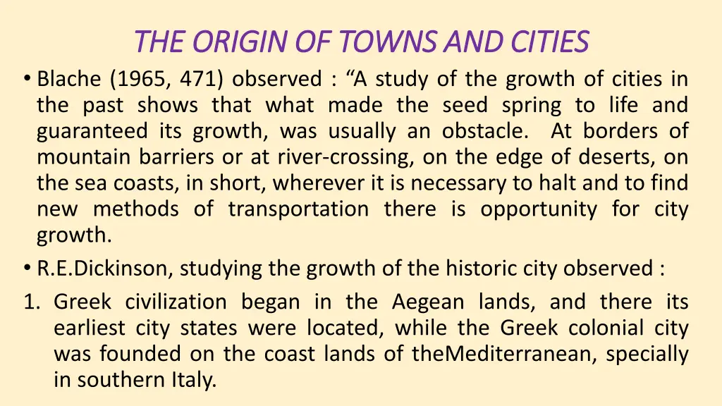 the origin of towns and cities the origin