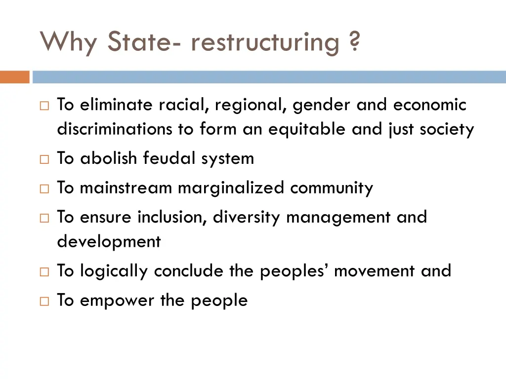 why state restructuring