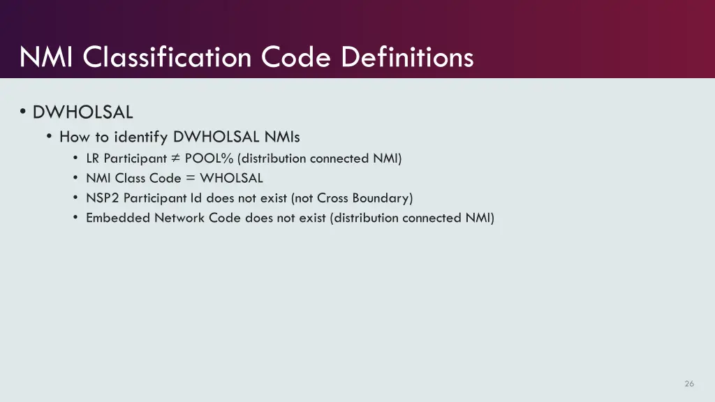 nmi classification code definitions