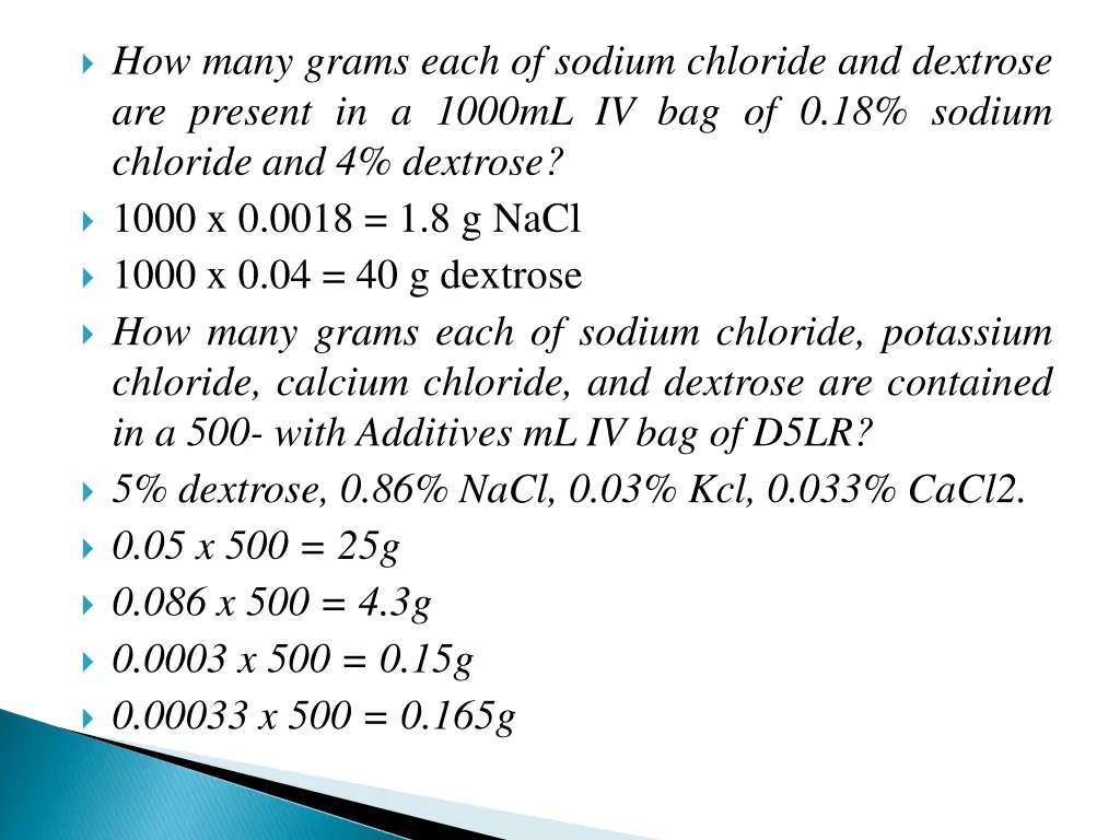 how many grams each of sodium chloride