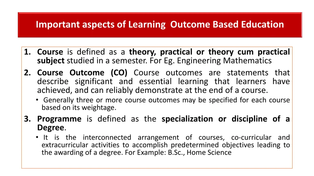 important aspects of learning outcome based