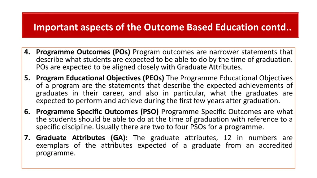 important aspects of the outcome based education