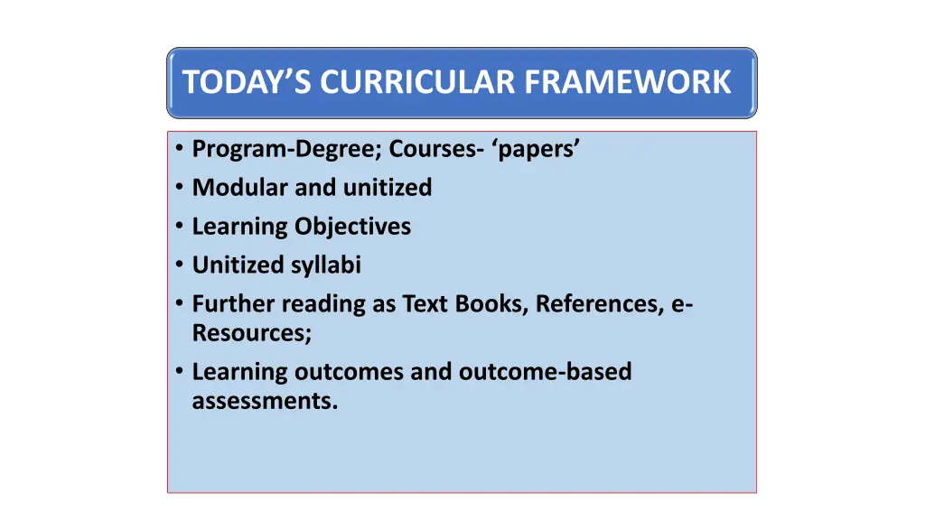 today s curricular framework