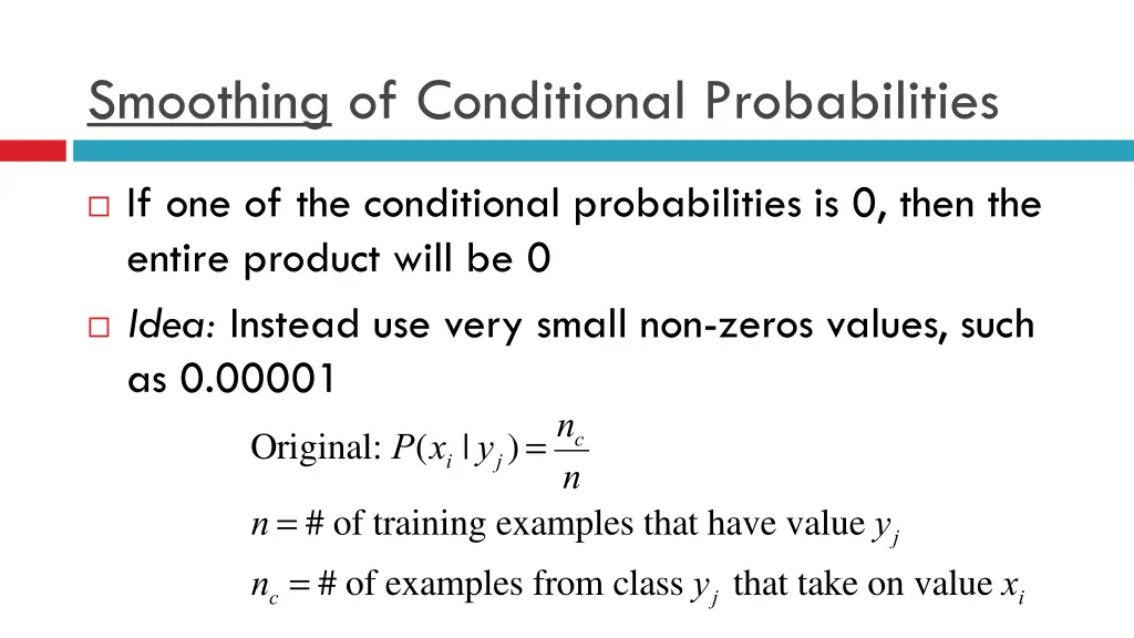 smoothing of conditional probabilities