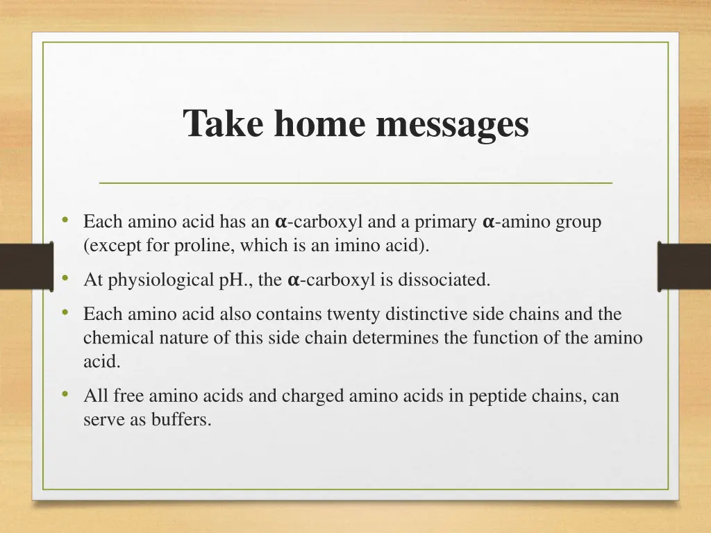 take home messages