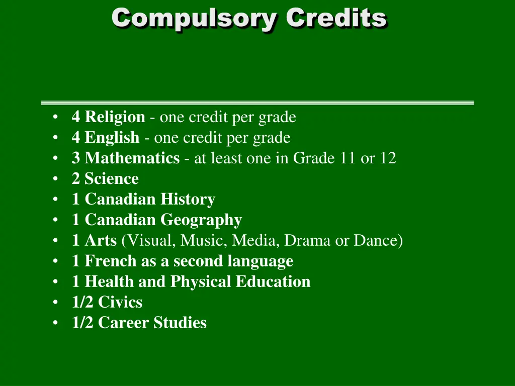 compulsory credits