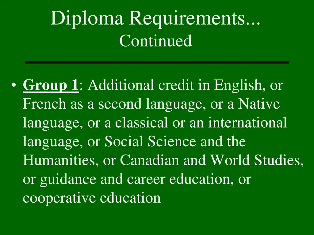 diploma requirements continued