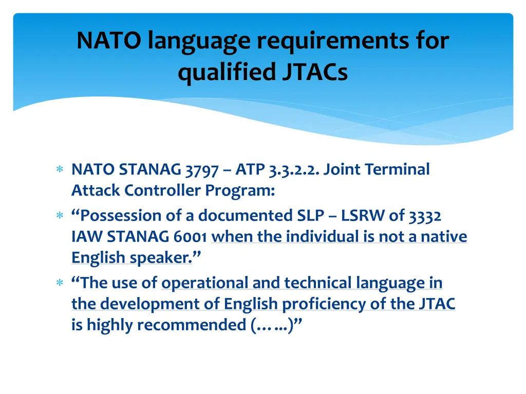 nato language requirements for qualified jtacs