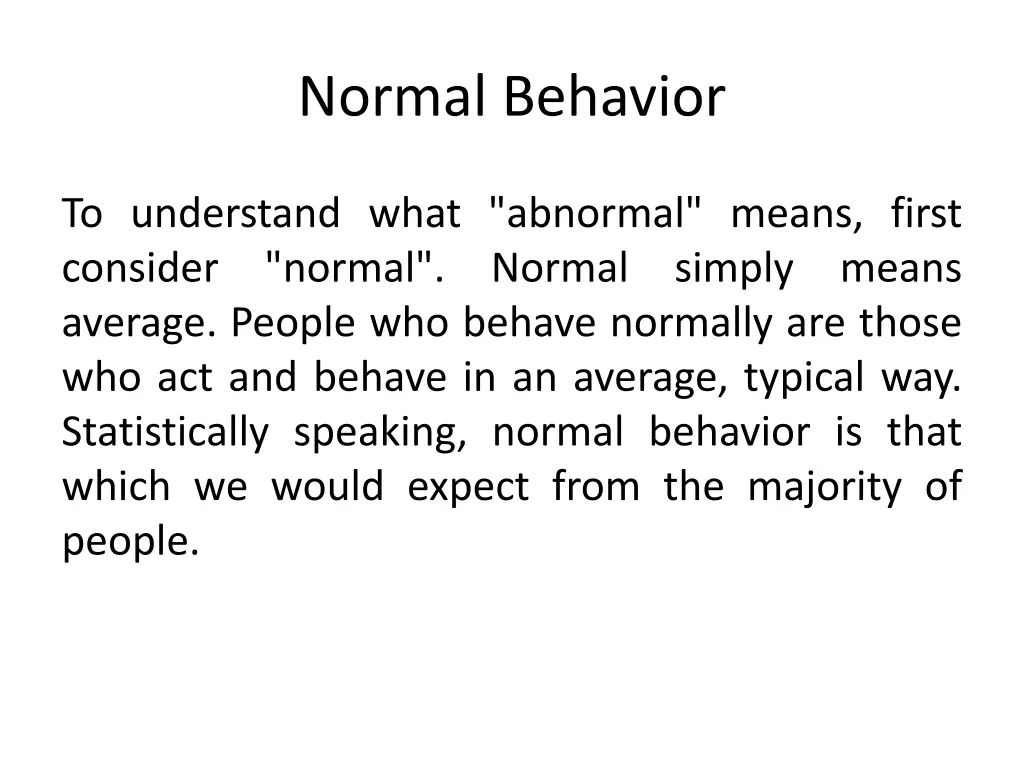 normal behavior